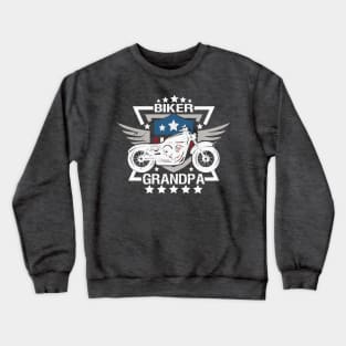 Biker Grandpa White Motorcycle with Stars Crewneck Sweatshirt